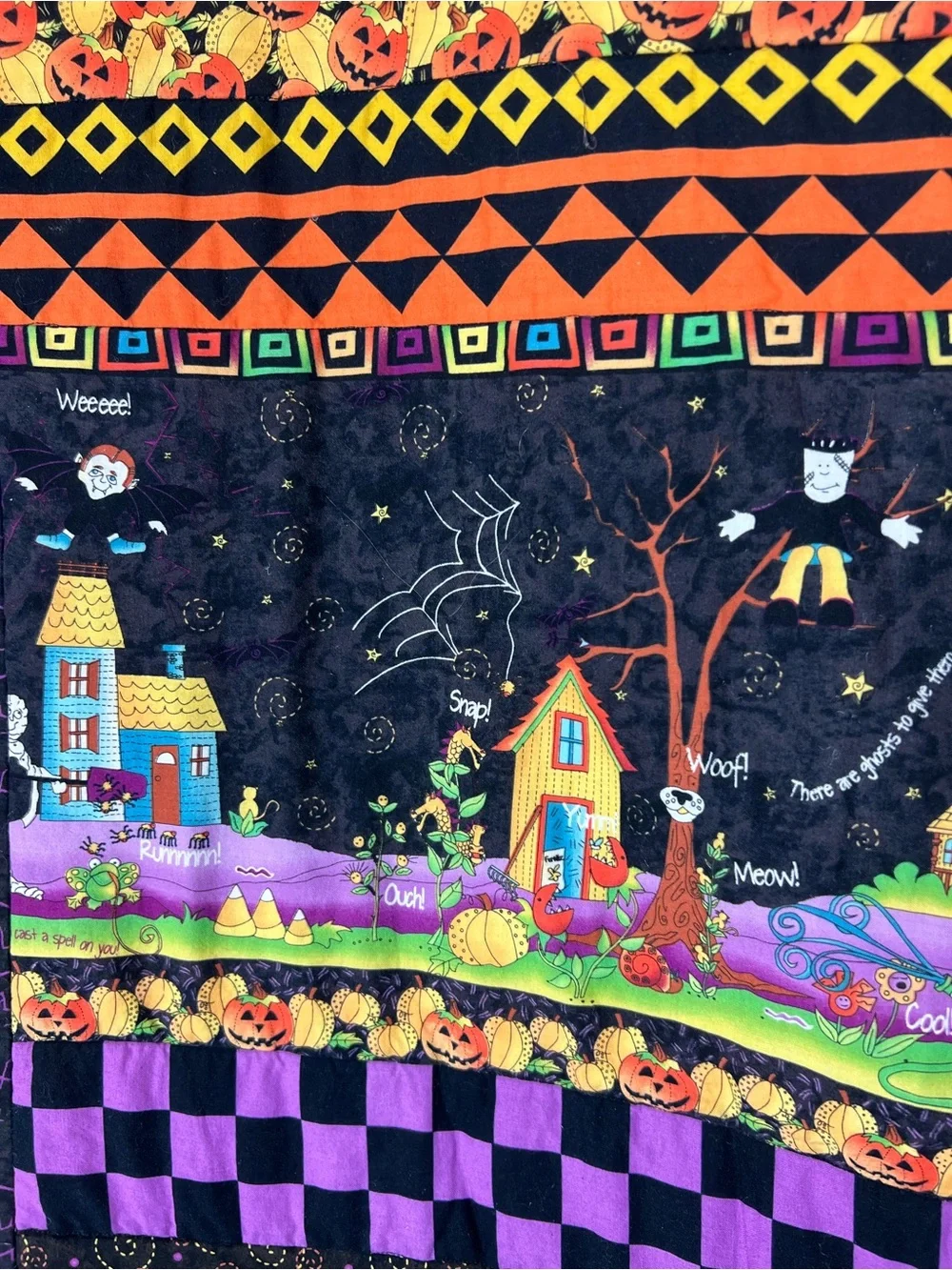 Halloween Quilt handmade 40”X50” wall hanging, lap quilt